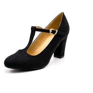 Classic Black Velvet Heels Size US 8